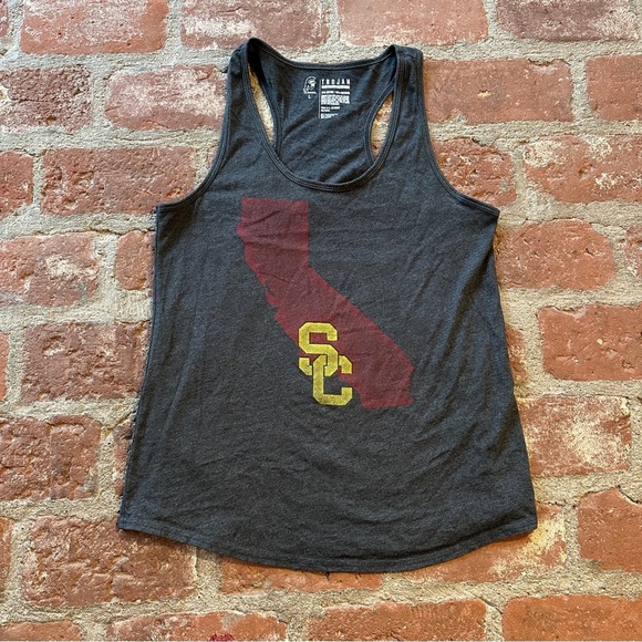 Trojan Apparel Tops - USC Trojans Women's Gray California SC Large Racer Back Tank summer volleyball